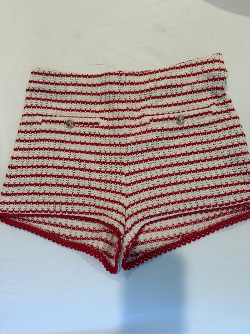 H&M Red and White Striped Crochet Polo Top & Shorts Set - Picture 3 of 10